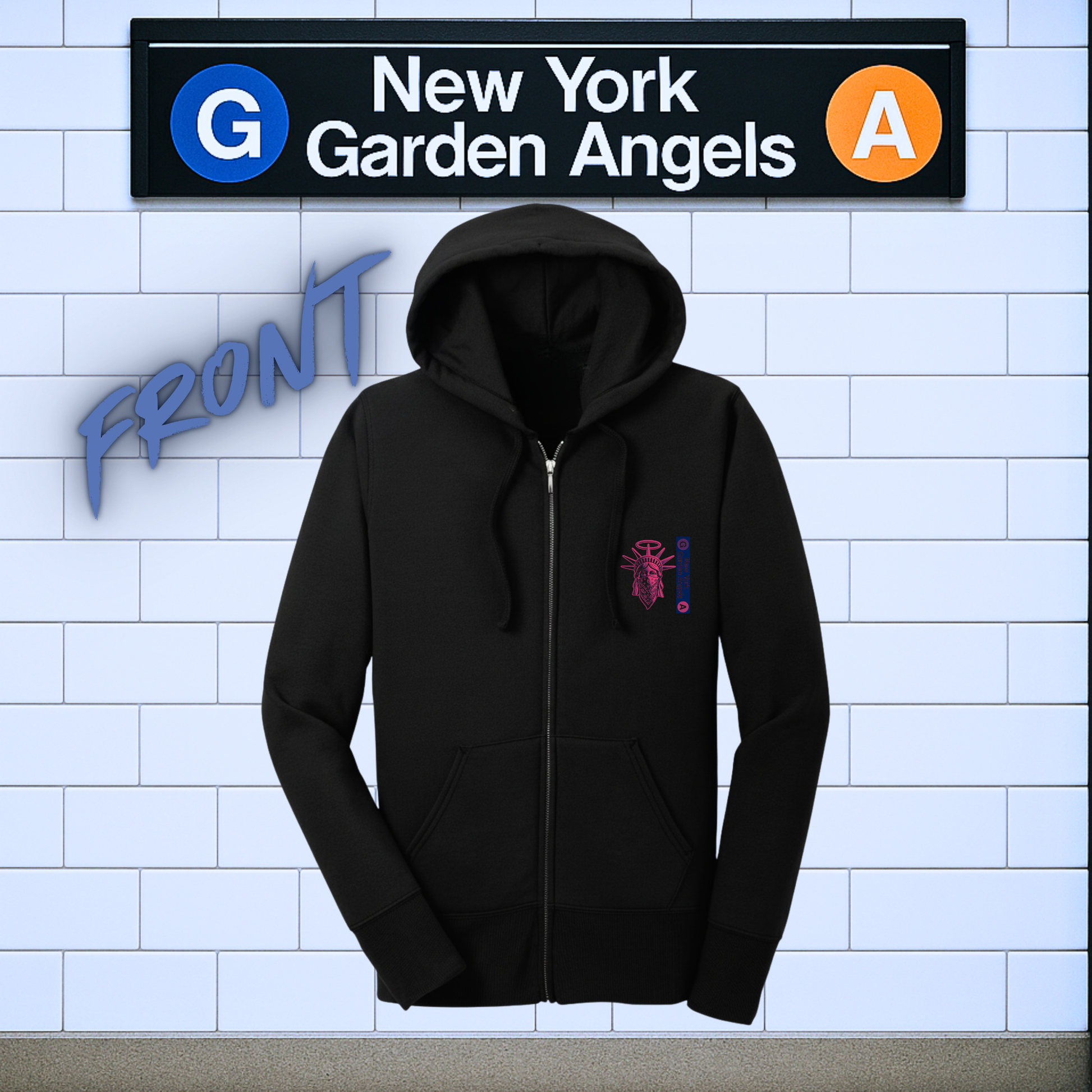 LADIES PROTECT US ZIP UP HOODIE (BLACK)