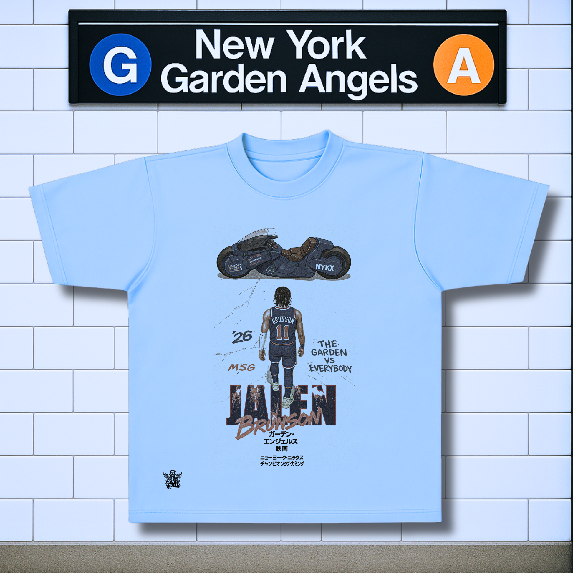 GOOD FOR NEW YORK BABY BLUE TEE (FRONT PRINT VERSION)